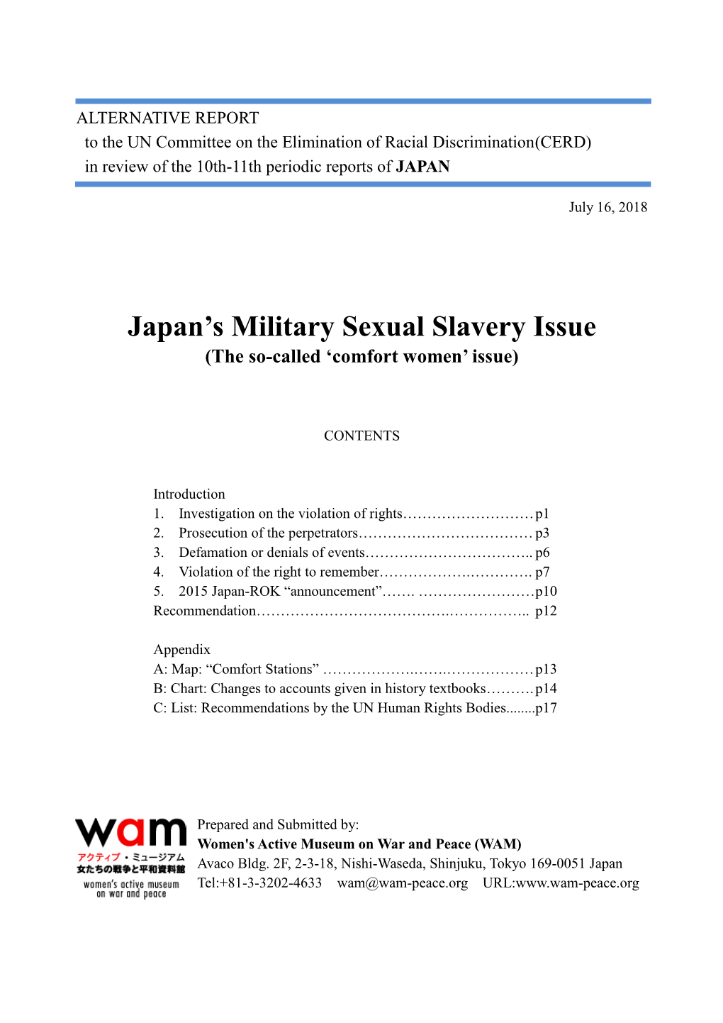 Japan's Military Sexual Slavery Issue