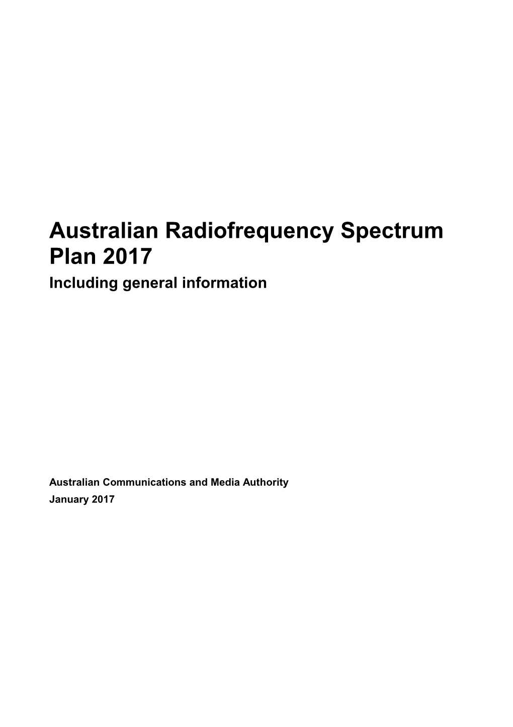 Australian Radiofrequency Spectrum Plan 2017