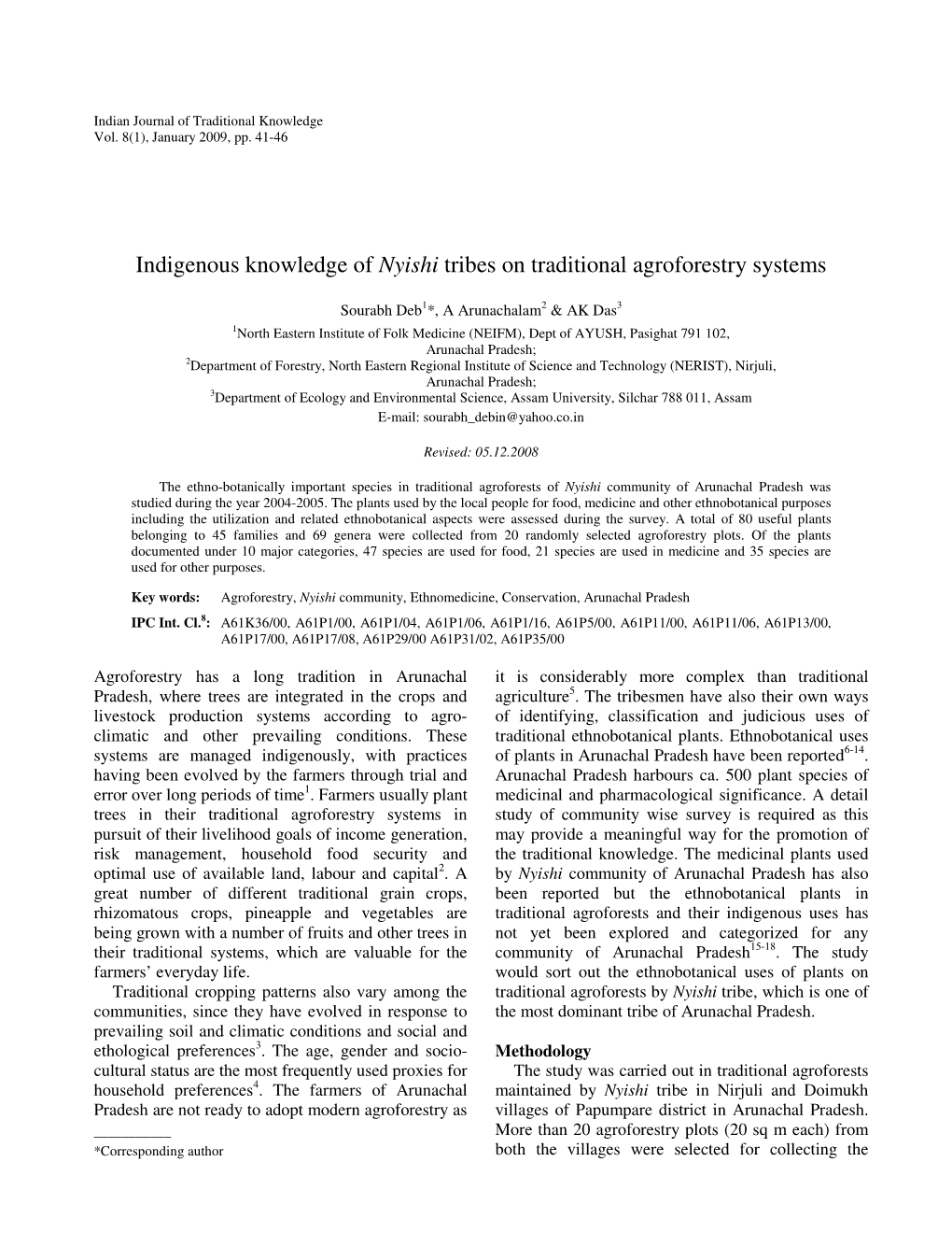 Indigenous Knowledge of Nyishi Tribes on Traditional Agroforestry Systems