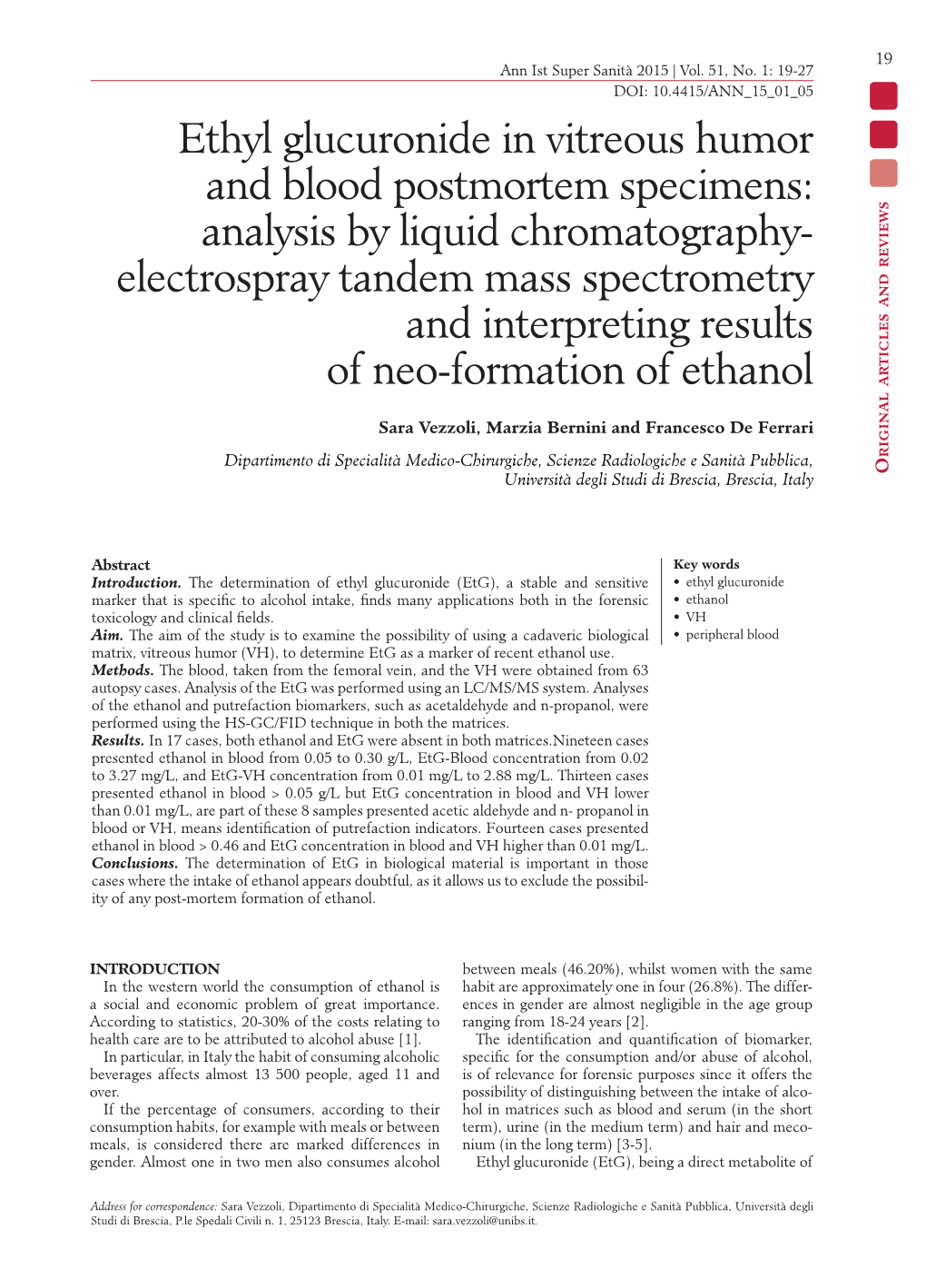 Ethyl Glucuronide in Vitreous Humor and Blood Postmortem Specimens