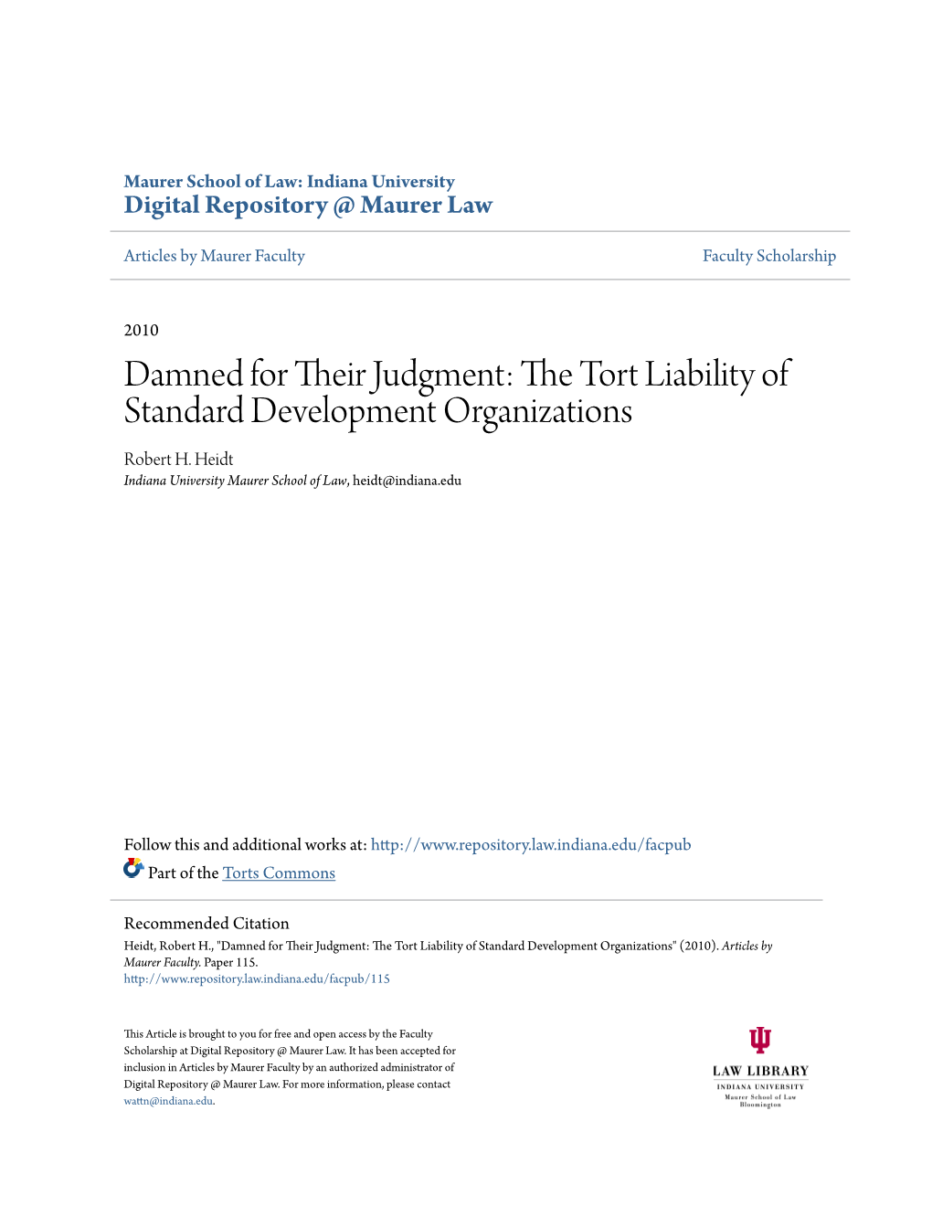 The Tort Liability of Standard Development Organizations