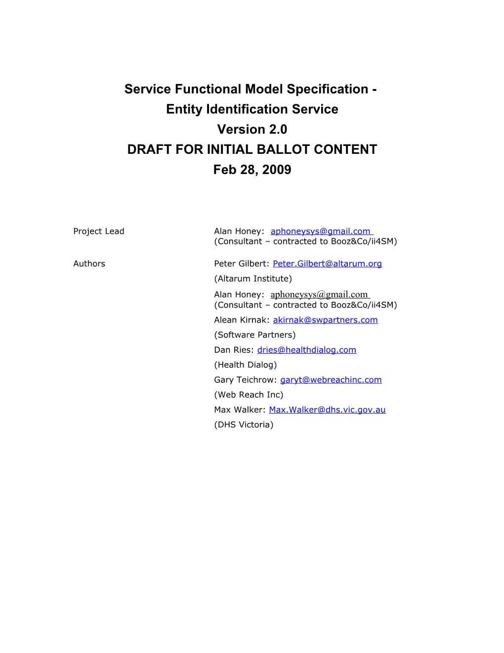 Service Functional Model Style Guide