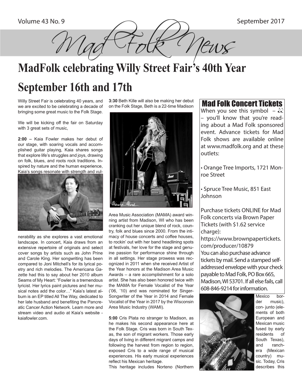 Madfolk Celebrating Willy Street Fair's 40Th Year September 16Th and 17Th