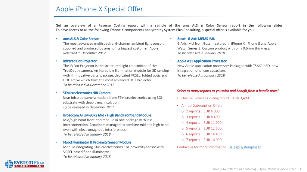 Apple Iphone X Components Analyzed Special Offer- System Plus