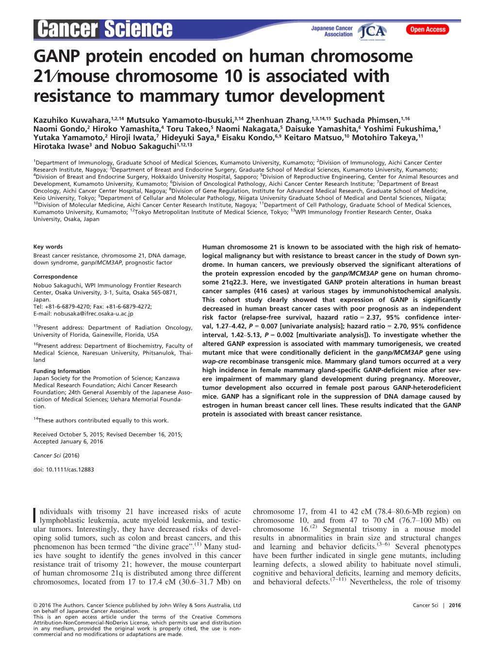 Mouse Chromosome 10 Is Associated with Resistance to Mammary Tumor Development