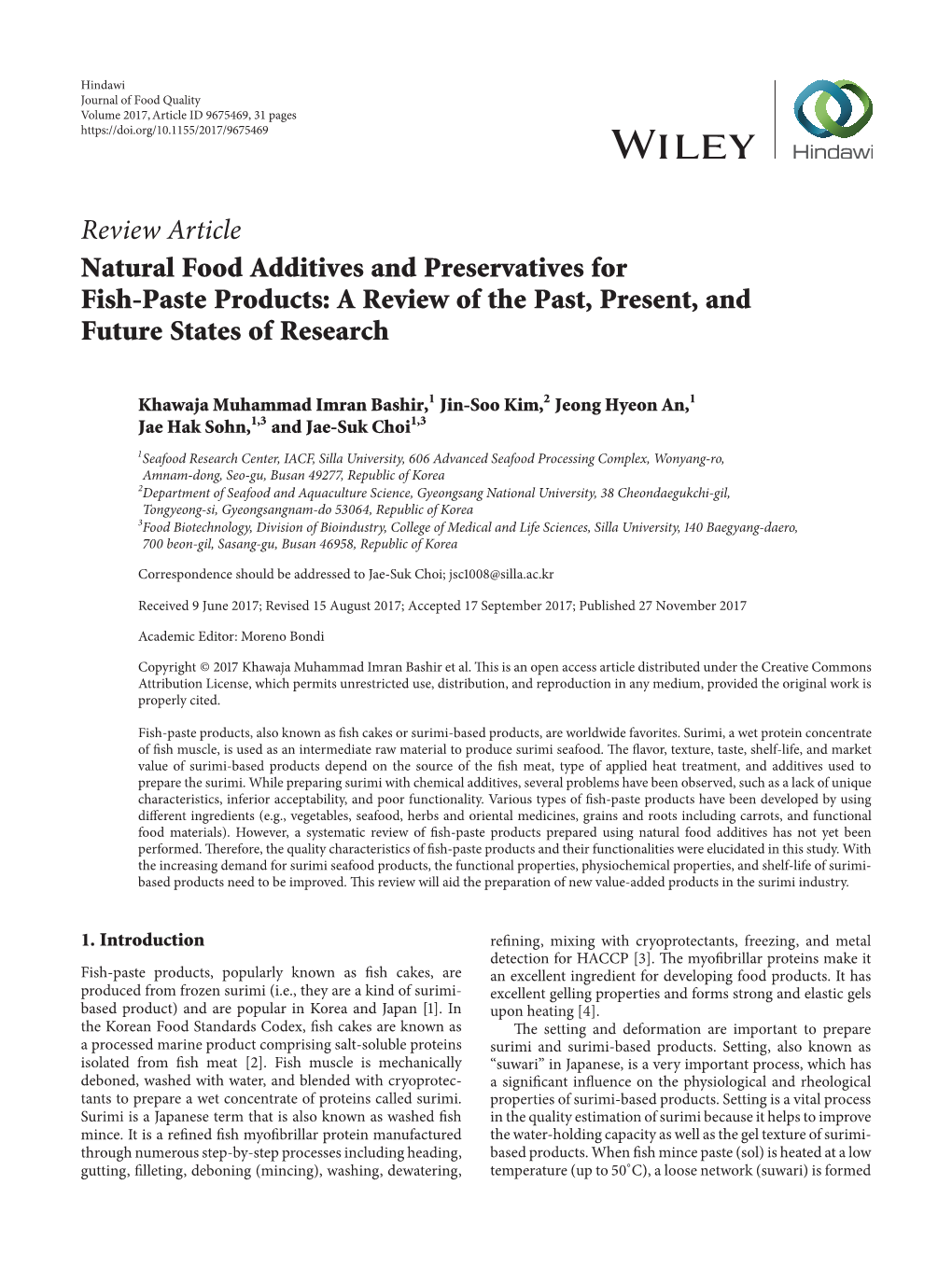 Review Article Natural Food Additives and Preservatives for Fish-Paste Products: a Review of the Past, Present, and Future States of Research