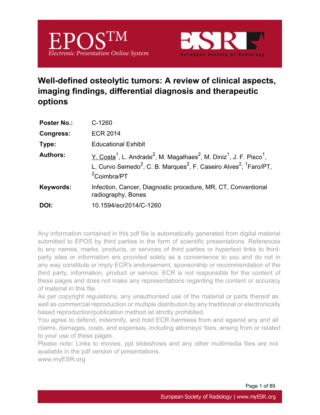 Well-Defined Osteolytic Tumors: a Review of Clinical Aspects, Imaging Findings, Differential Diagnosis and Therapeutic Options