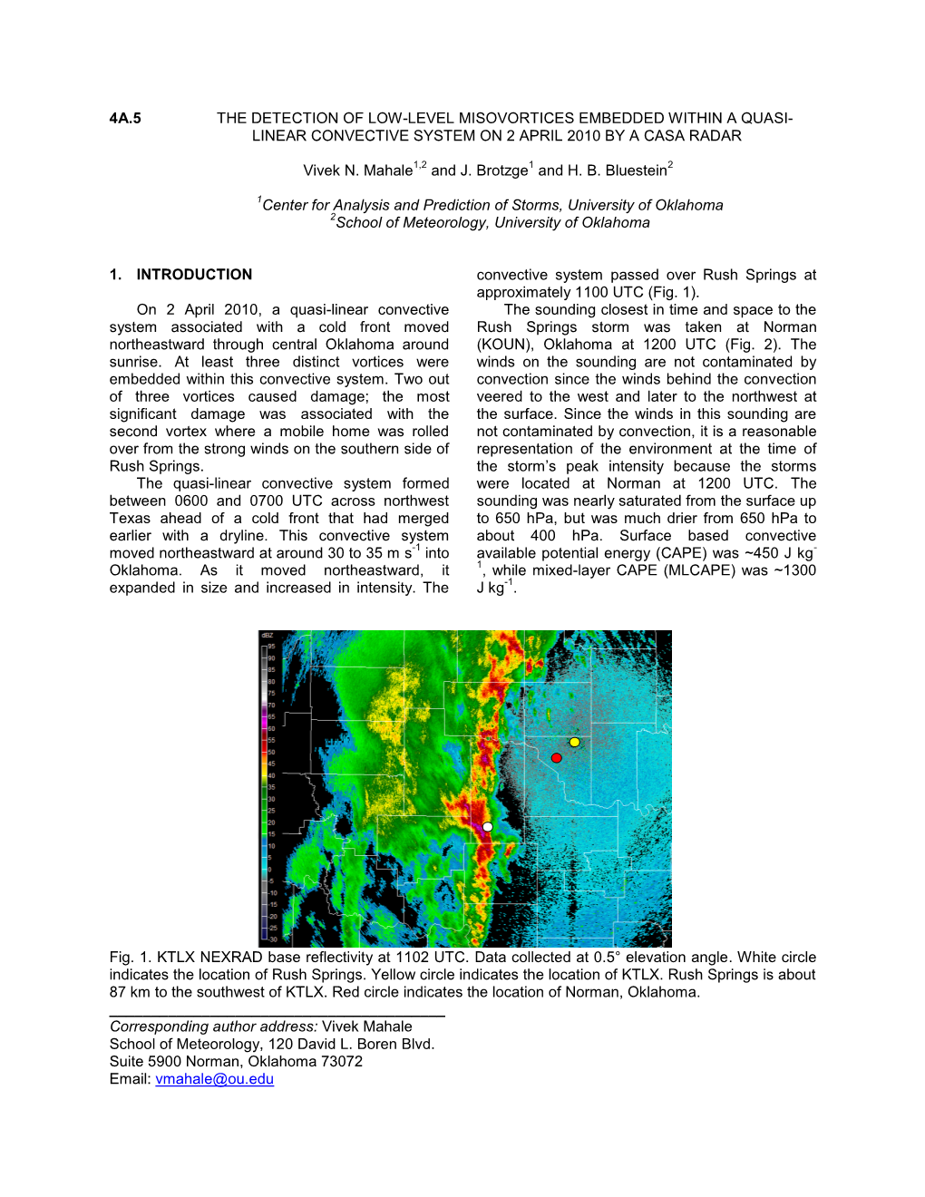 Linear Convective System on 2 April 2010 by a Casa Radar