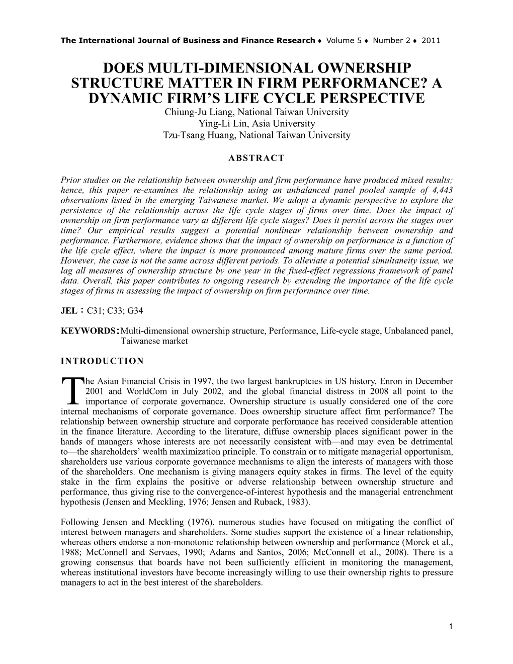 Does Multi-Dimensional Ownership Structure