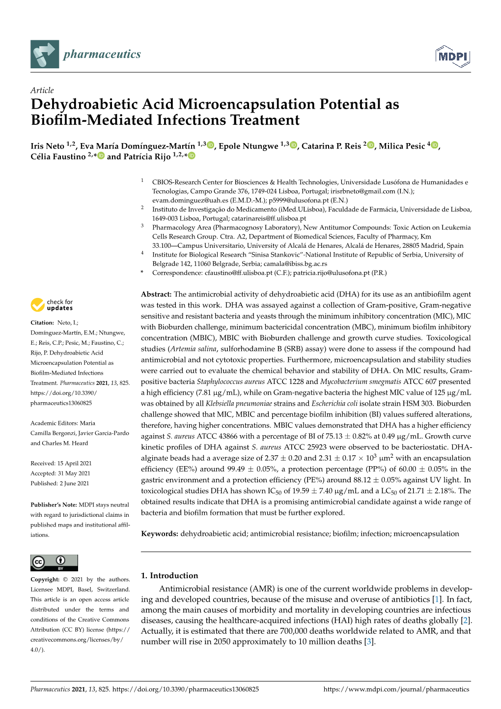 Dehydroabietic Acid Microencapsulation Potential As Biofilm