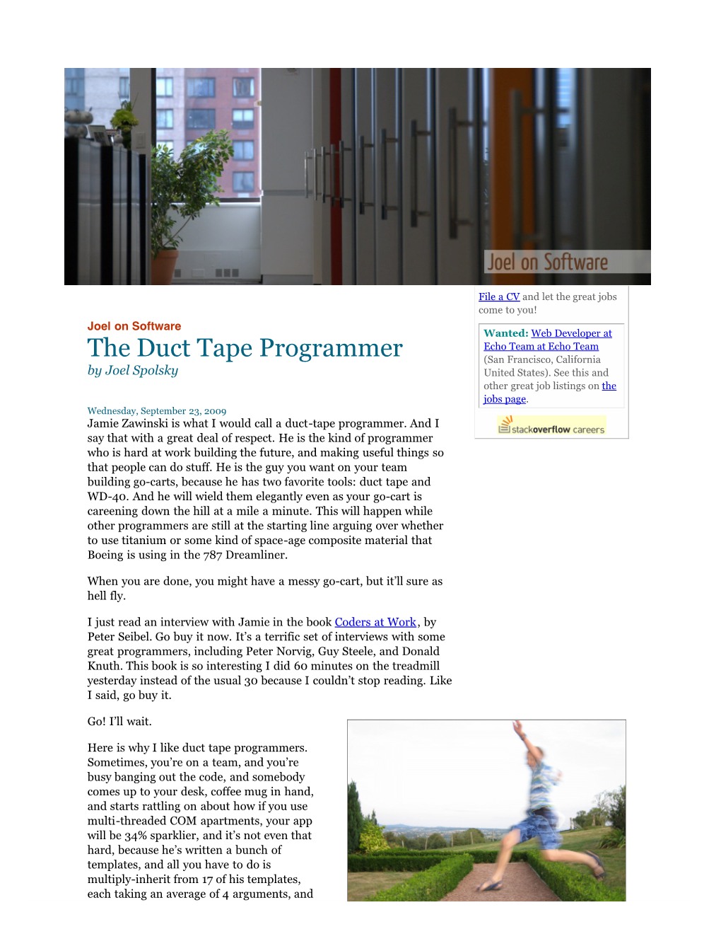 The Duct Tape Programmer (San Francisco, California by Joel Spolsky United States)