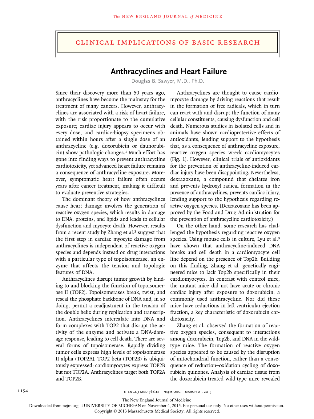 Anthracyclines and Heart Failure Douglas B