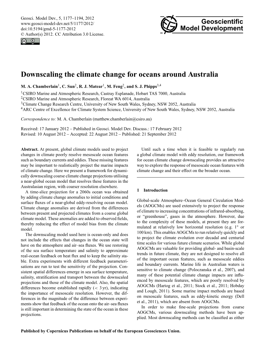 Downscaling the Climate Change for Oceans Around Australia