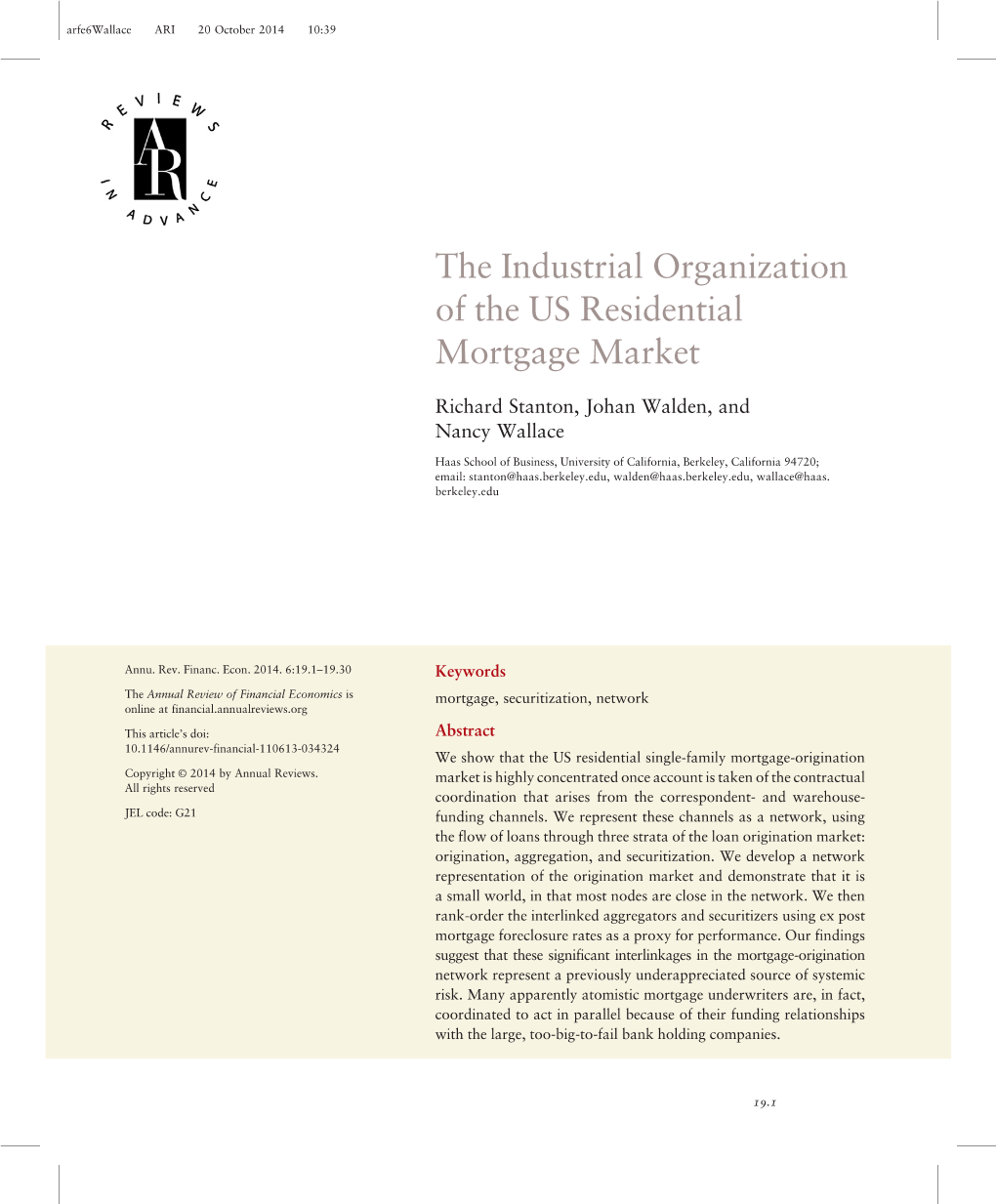 The Industrial Organization of the U.S. Residential Mortgage Market