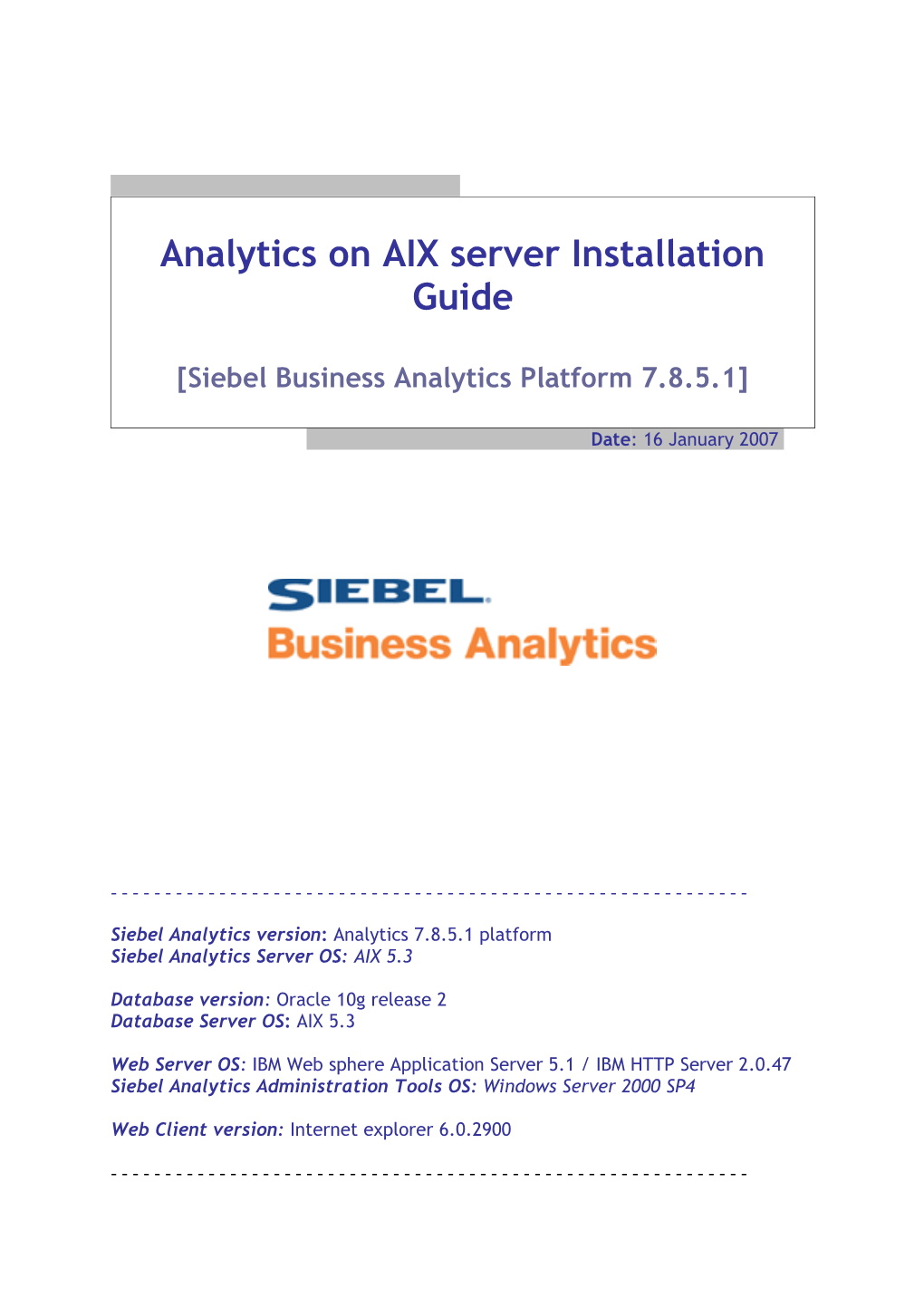 Analytics on AIX Server Installation Guide