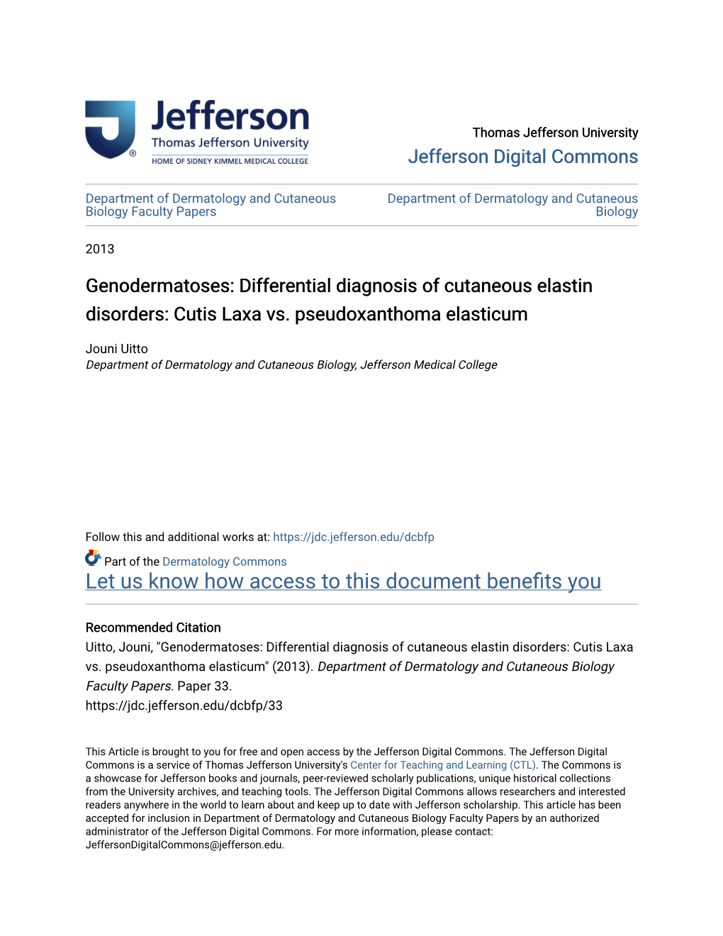 Cutis Laxa Vs. Pseudoxanthoma Elasticum