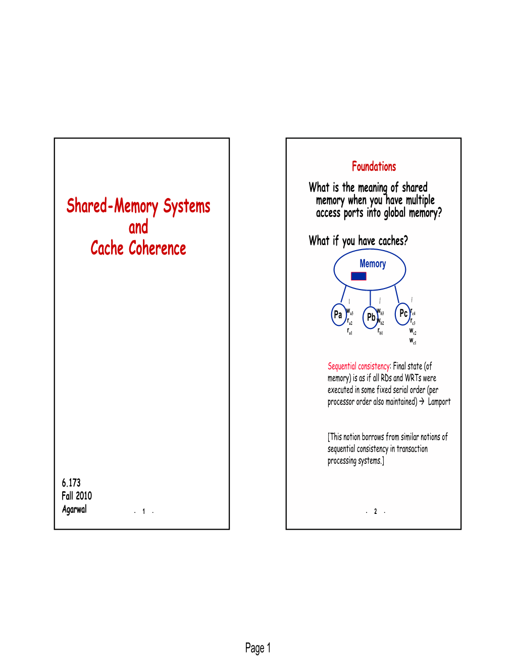 Shared-Memory Systems and Cache Coherence