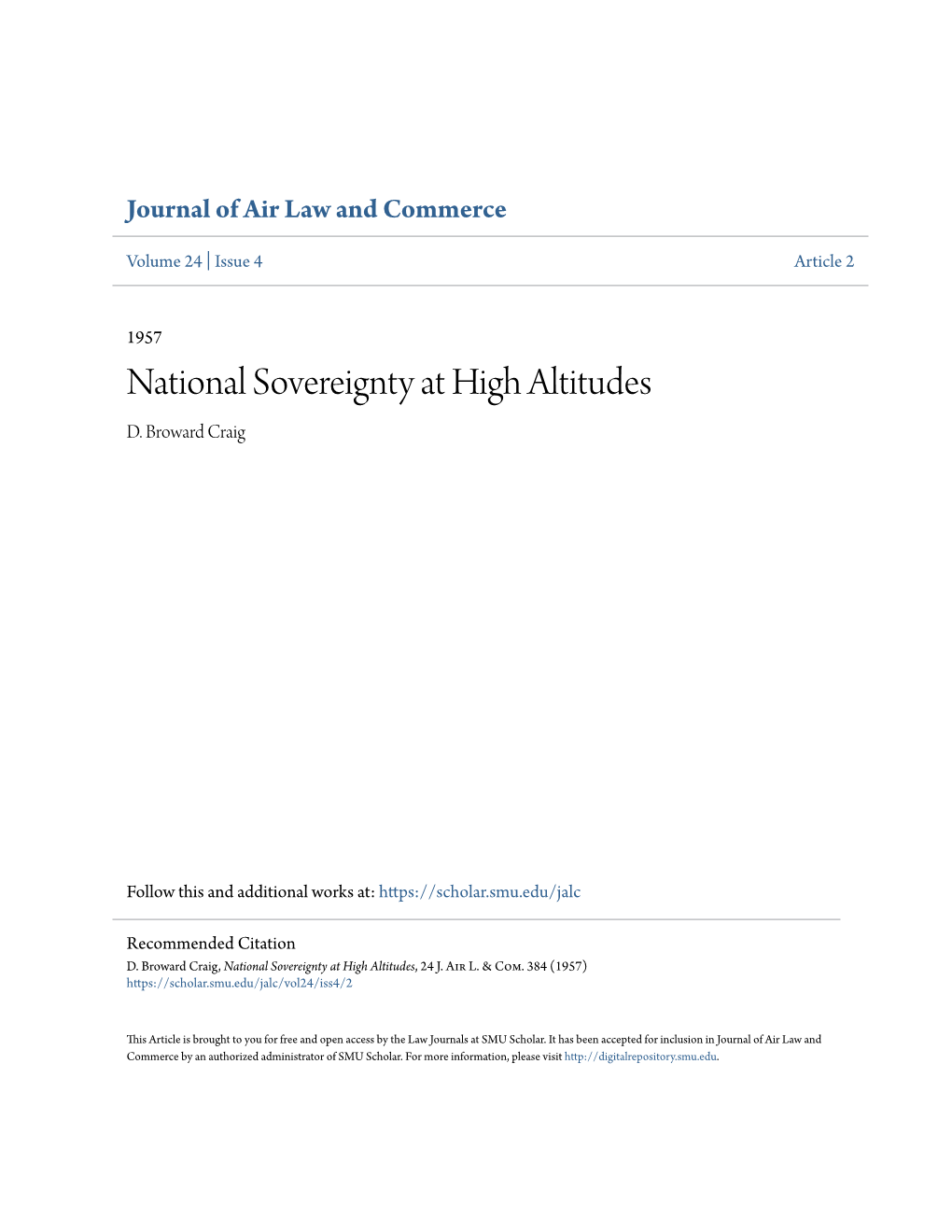 National Sovereignty at High Altitudes D