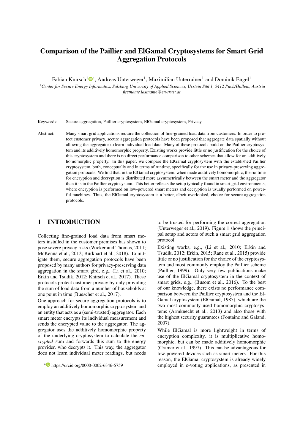 Comparison of the Paillier and Elgamal Cryptosystems for Smart Grid Aggregation Protocols