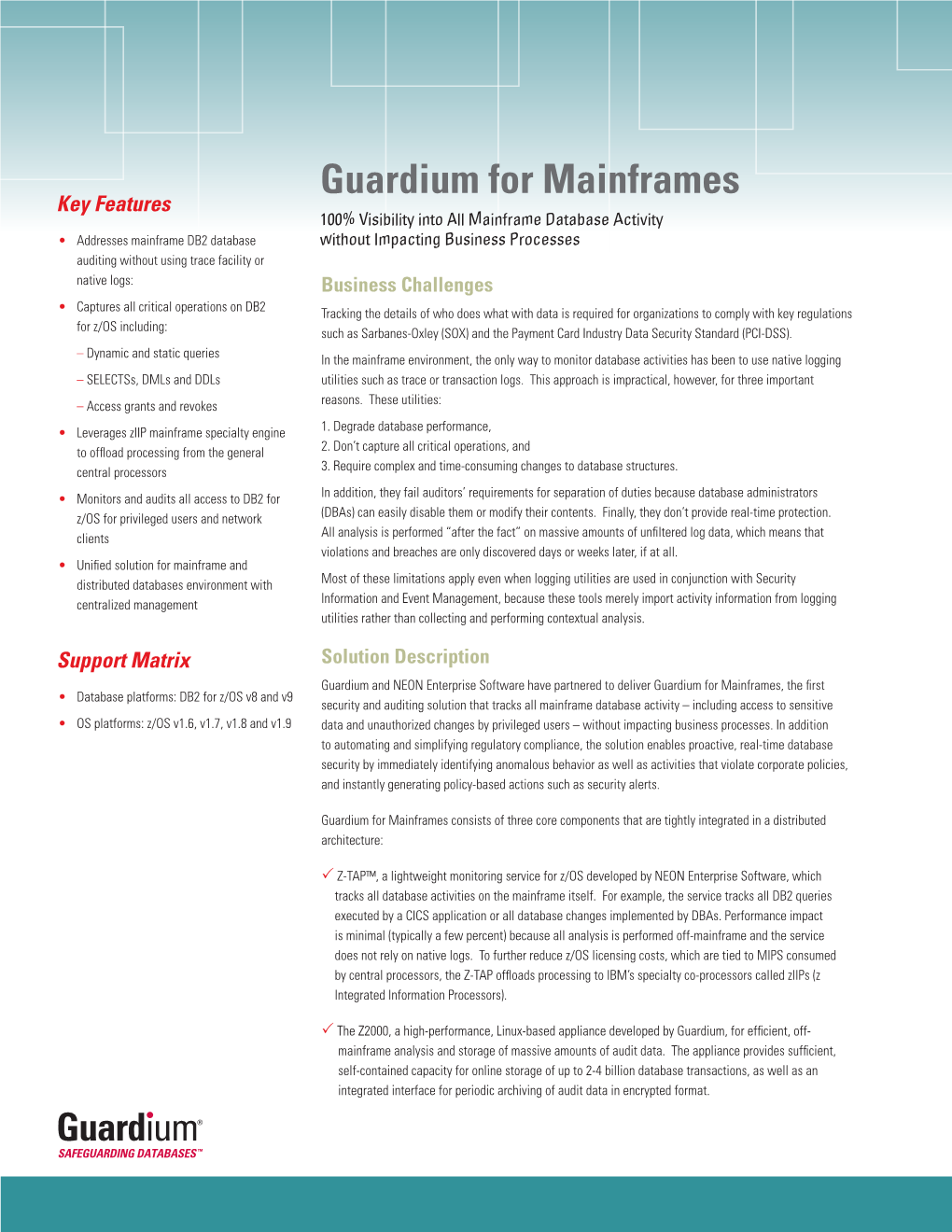 Guardium for Mainframes