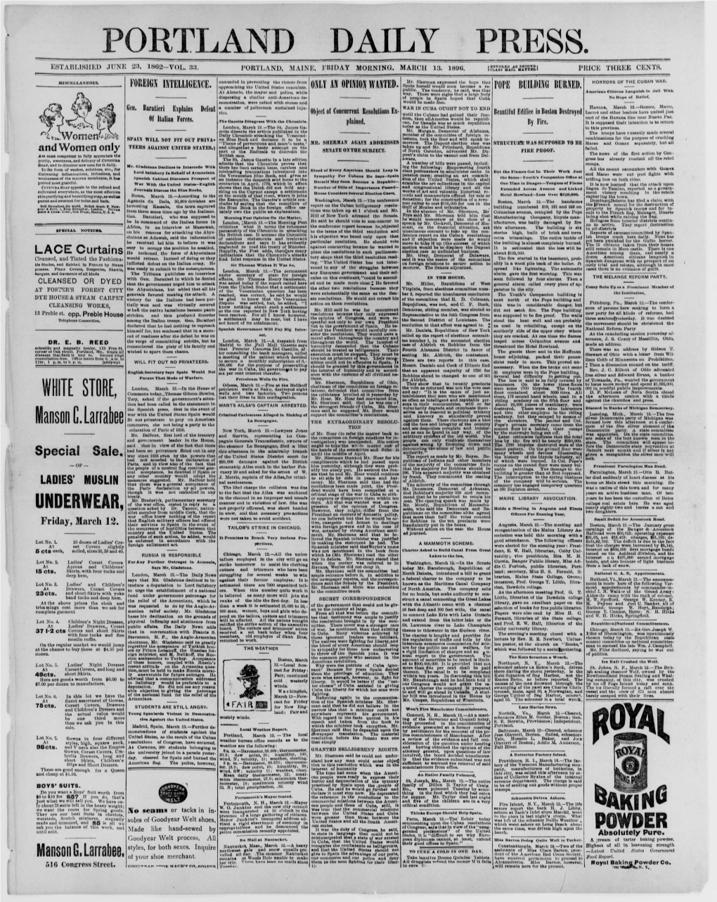 Portland Daily Press: March 13, 1896