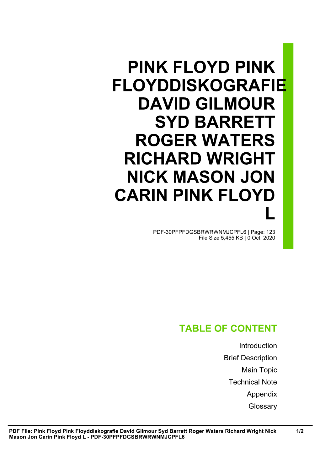 Pink Floyd Pink Floyddiskografie David Gilmour Syd Barrett Roger Waters Richard Wright Nick Mason Jon Carin Pink Floyd L