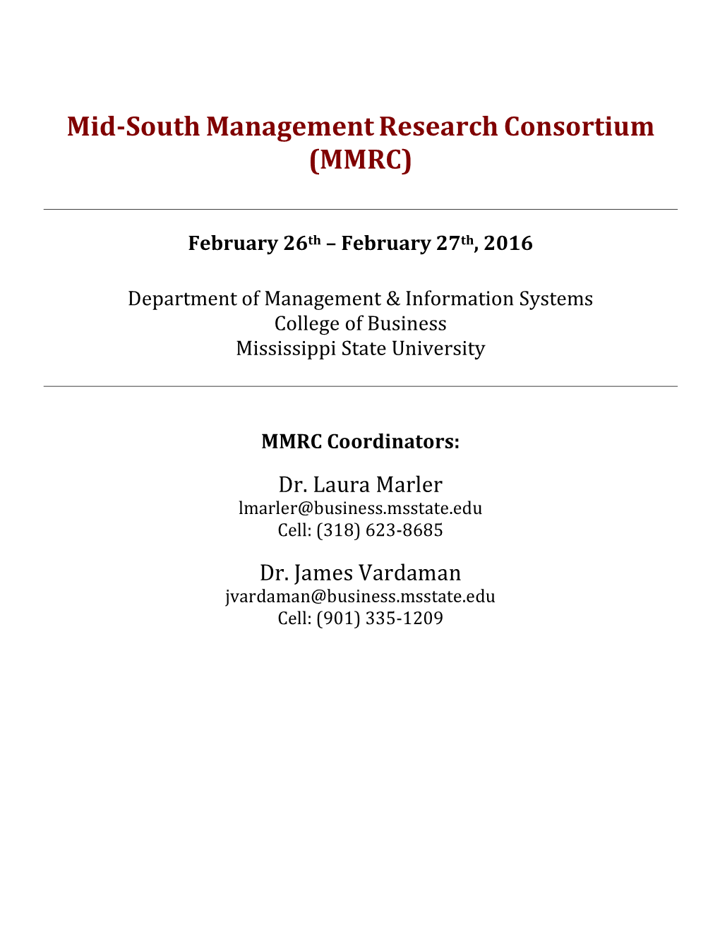 Mid-South Management Research Consortium (MMRC)