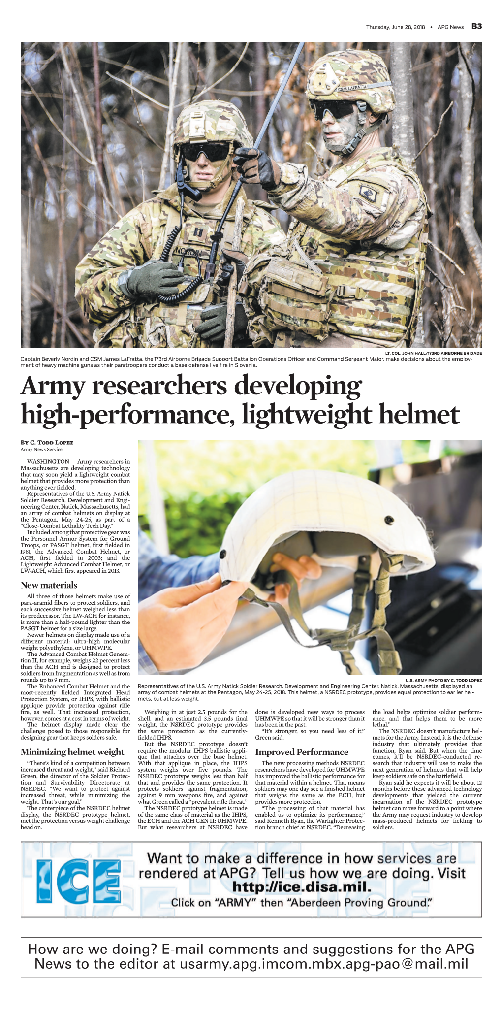 Army Researchers Developing High-Performance, Lightweight Helmet