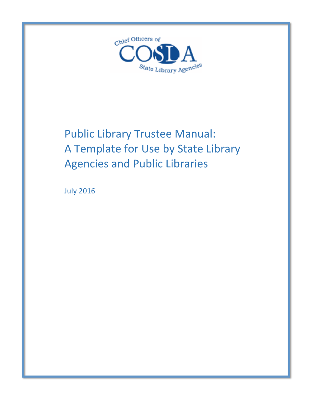 Public Library Trustee Manual (July 2016)