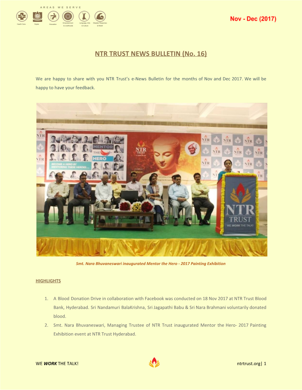 NTR TRUST NEWS BULLETIN (No. 16)