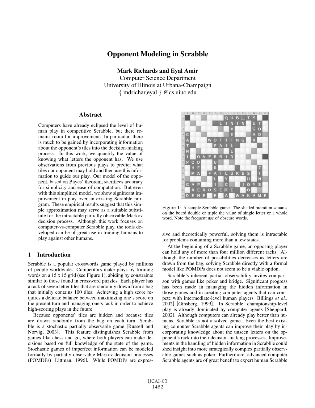 Opponent Modeling in Scrabble