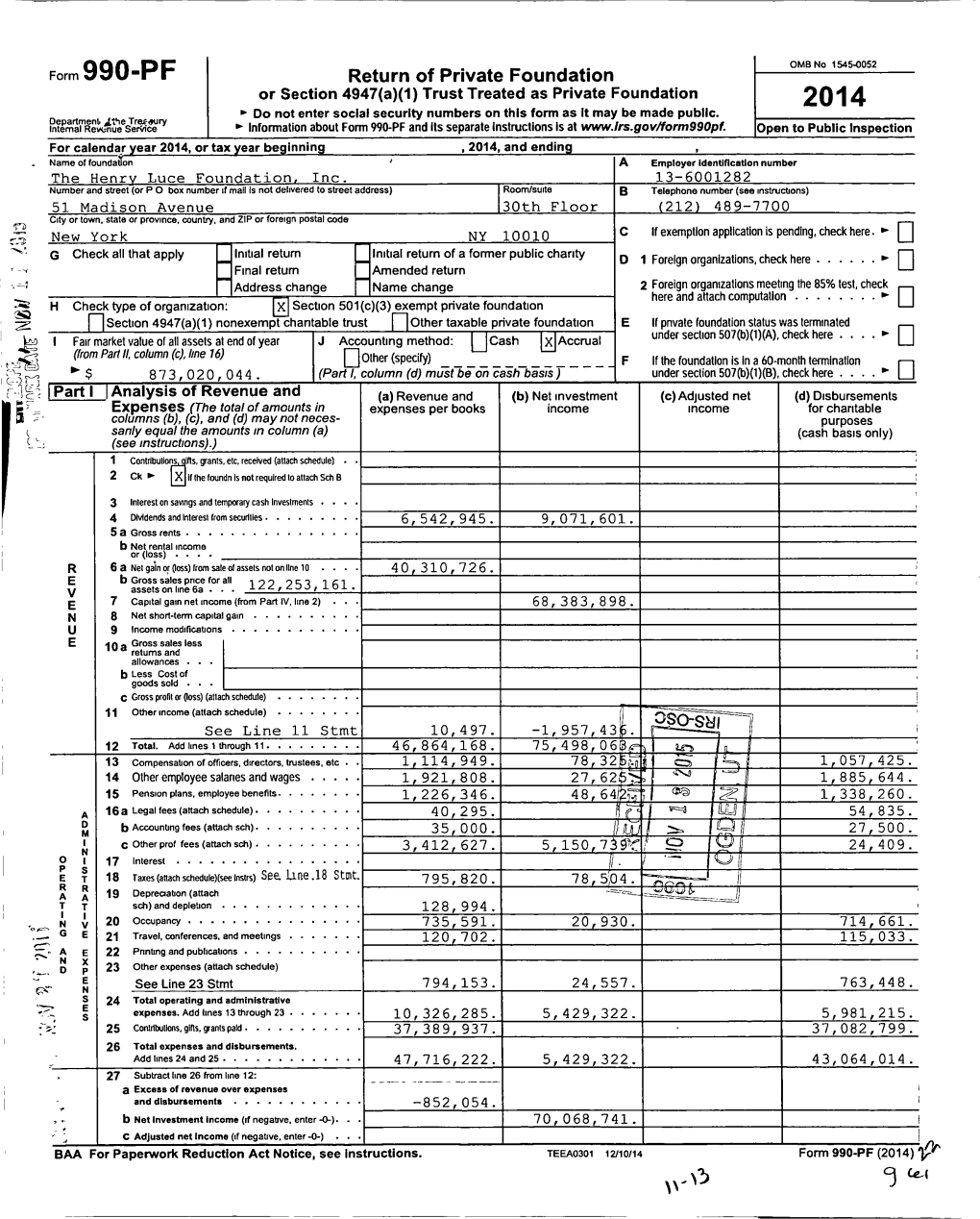 Form 990-PF 2014