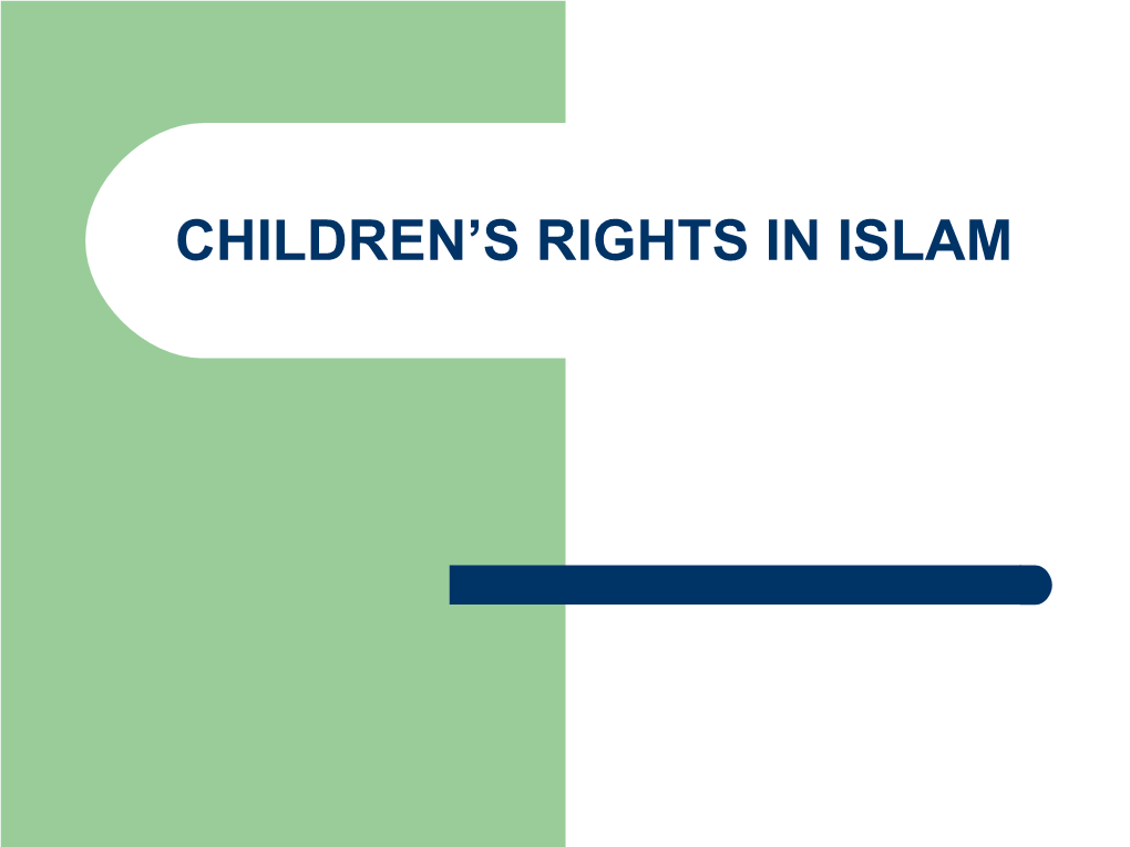 Childrens Rights in Islam