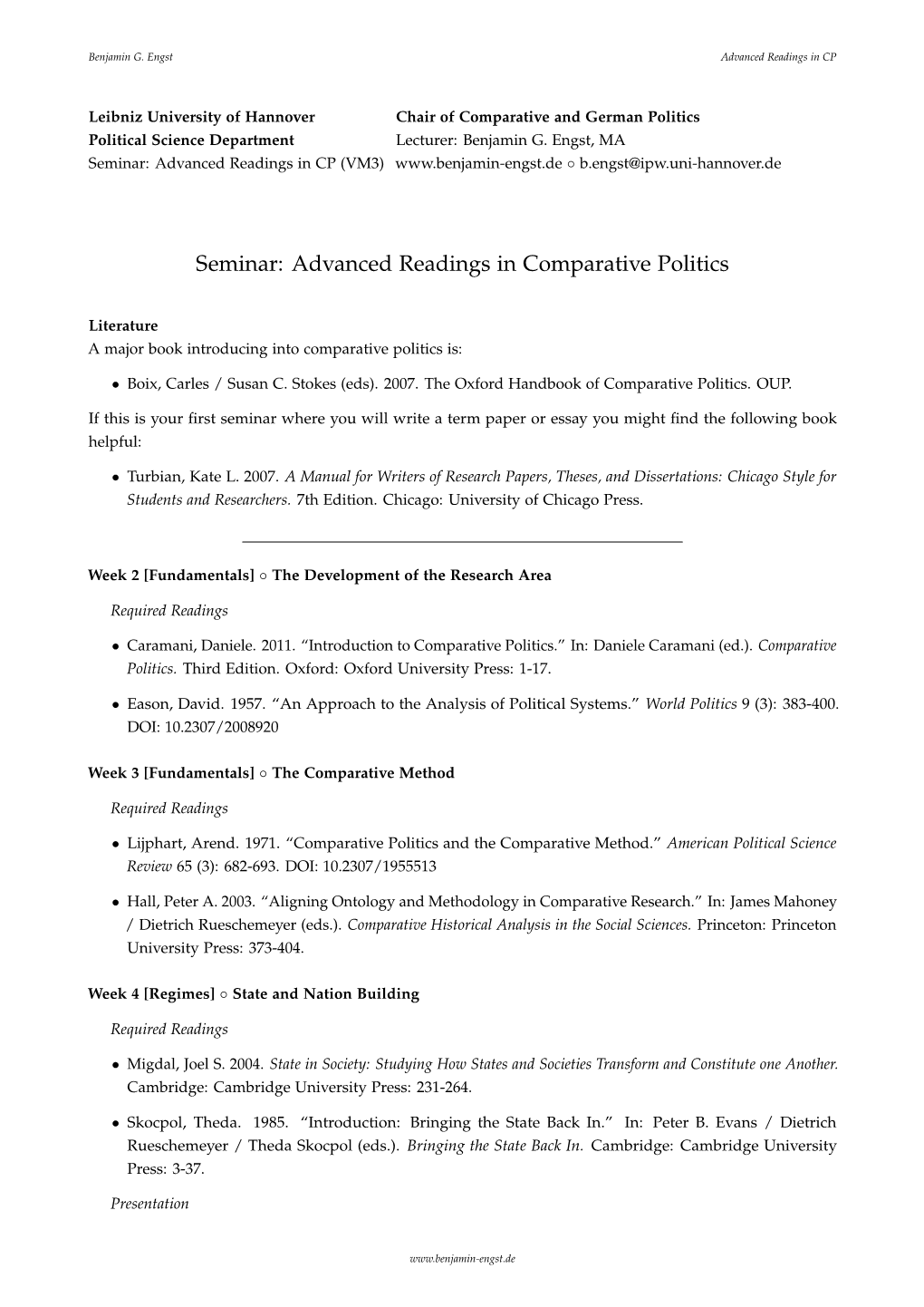 Advanced Readings in Comparative Politics