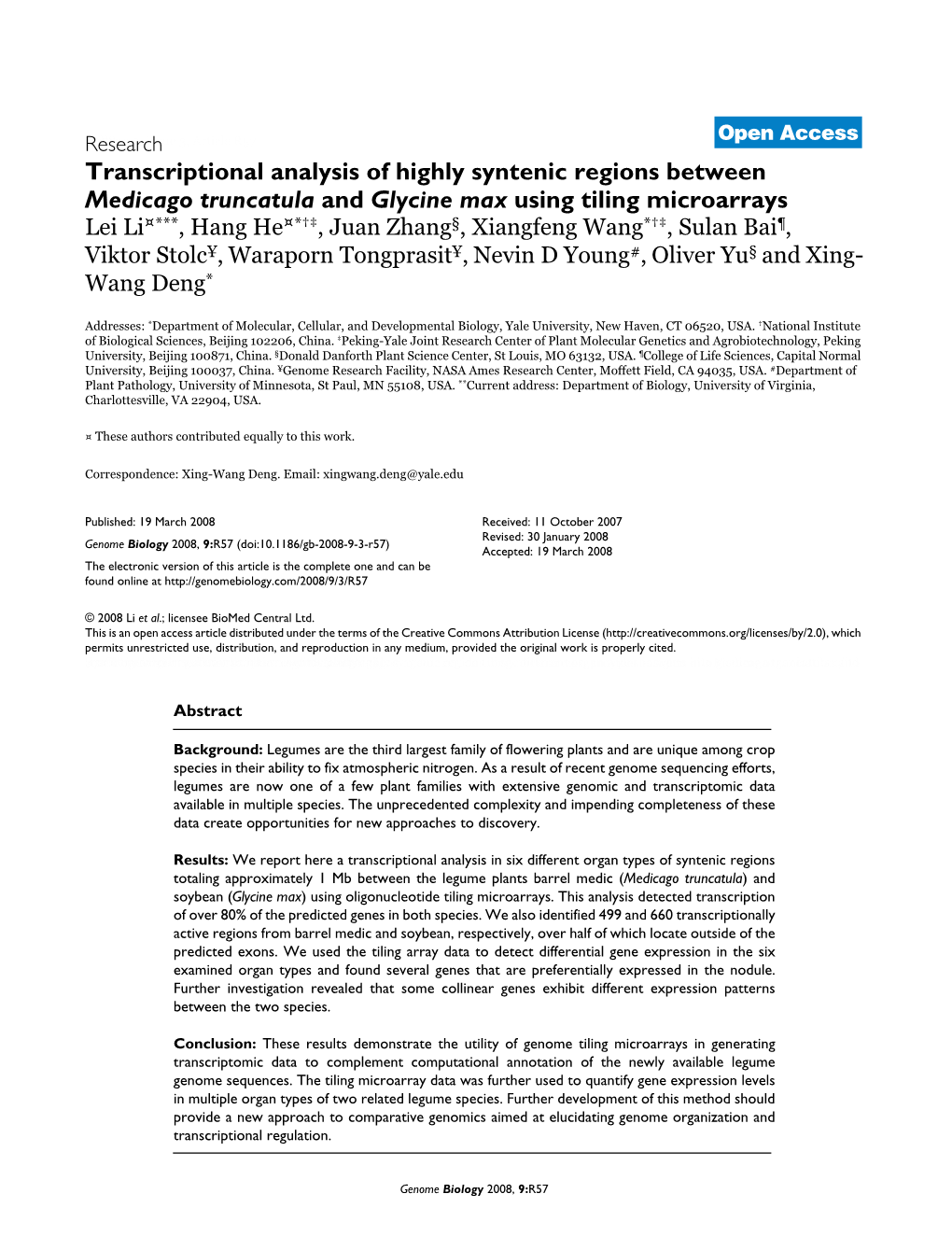 Transcriptional Analysis of Highly Syntenic Regions Between