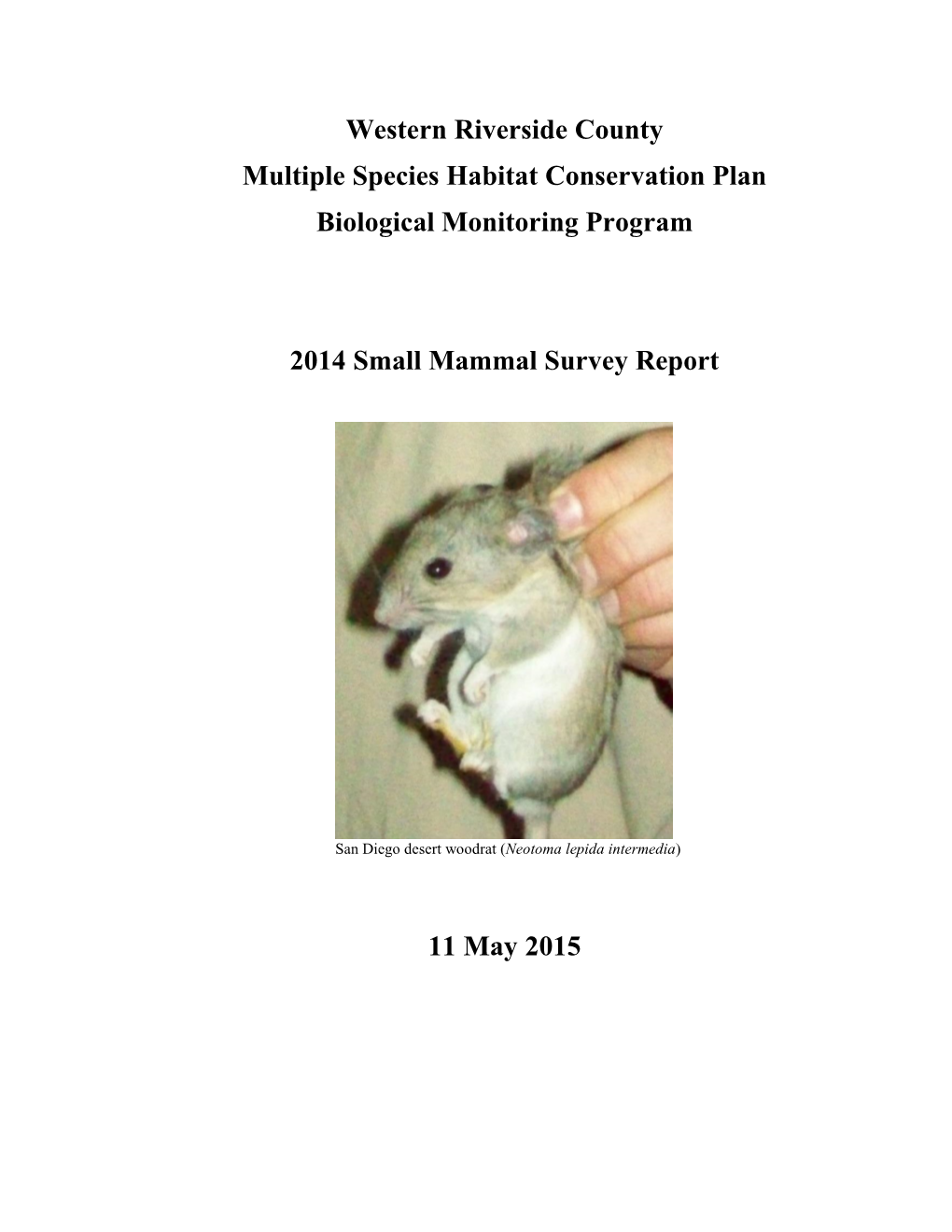 Western Riverside County Multiple Species Habitat Conservation Plan Biological Monitoring Program