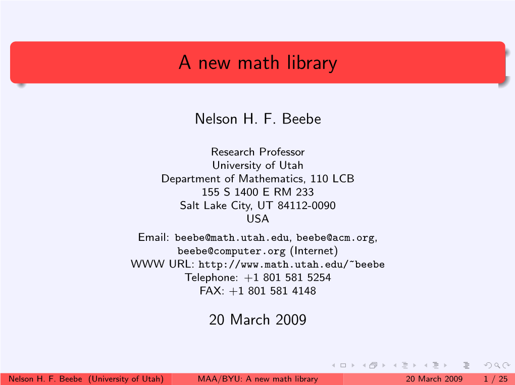 A New Math Library