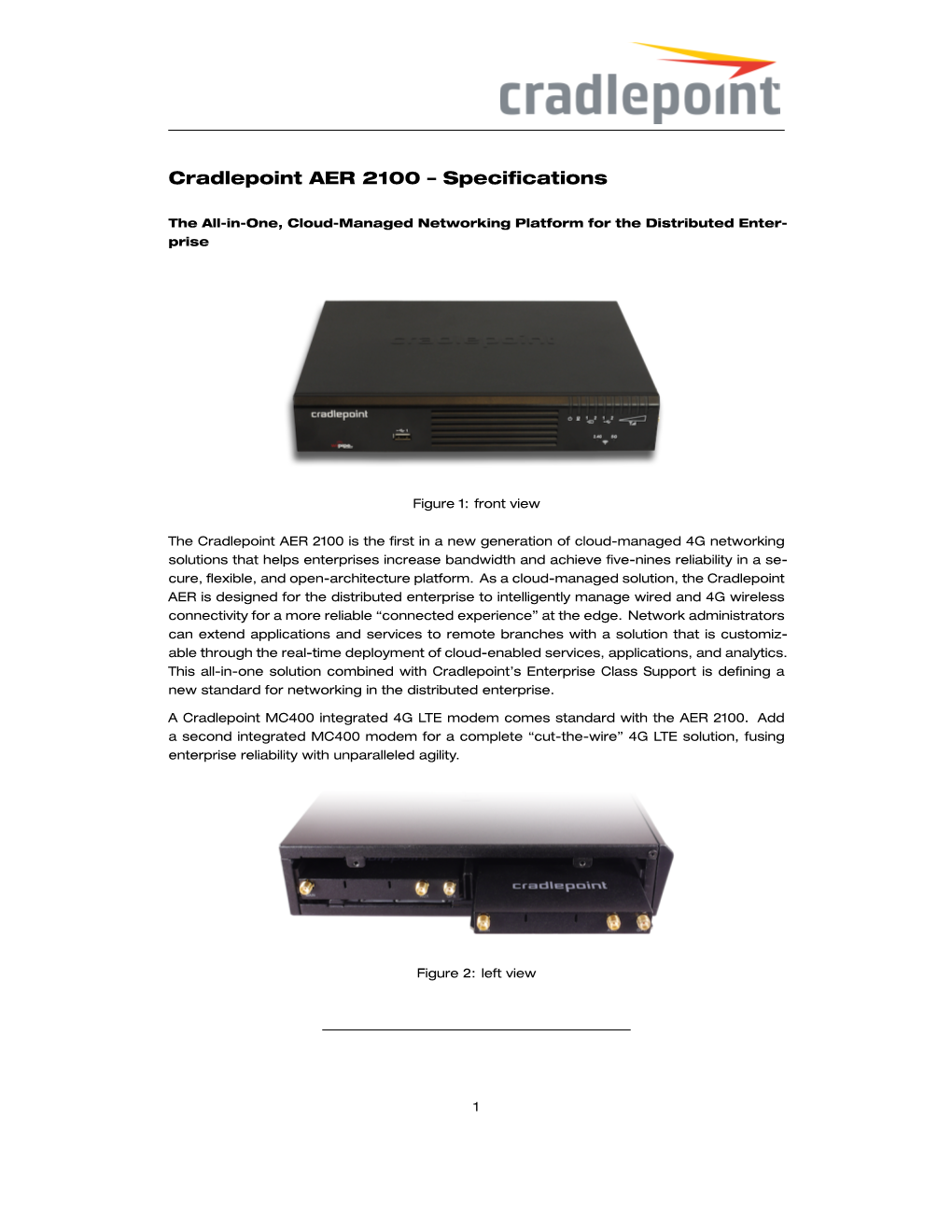 Cradlepoint AER 2100 – Specifications