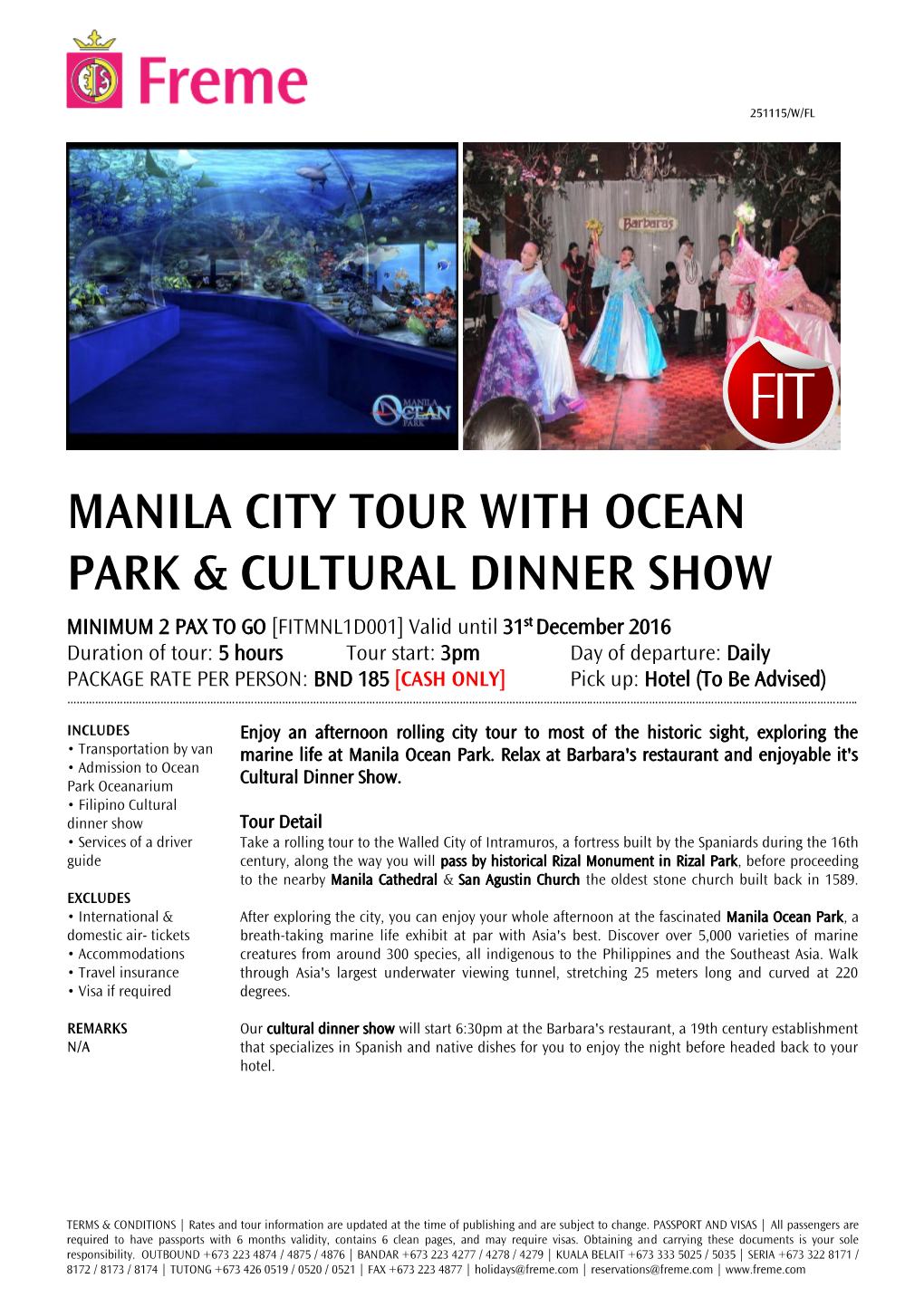 Manila City Tour with Ocean Park & Cultural Dinner Show