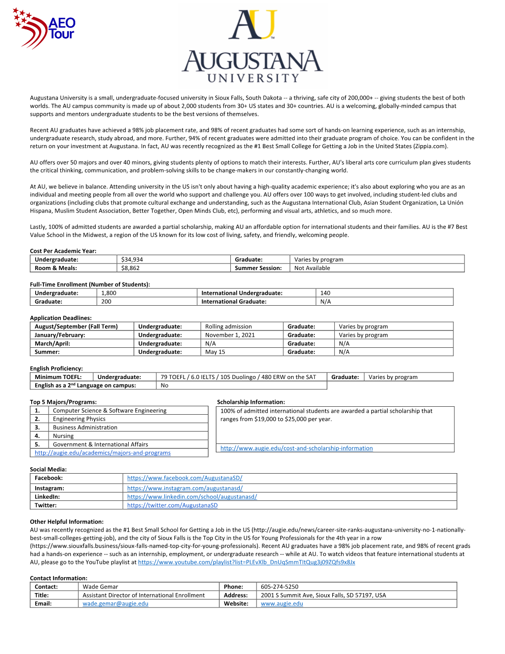 Augustana University Information Guide