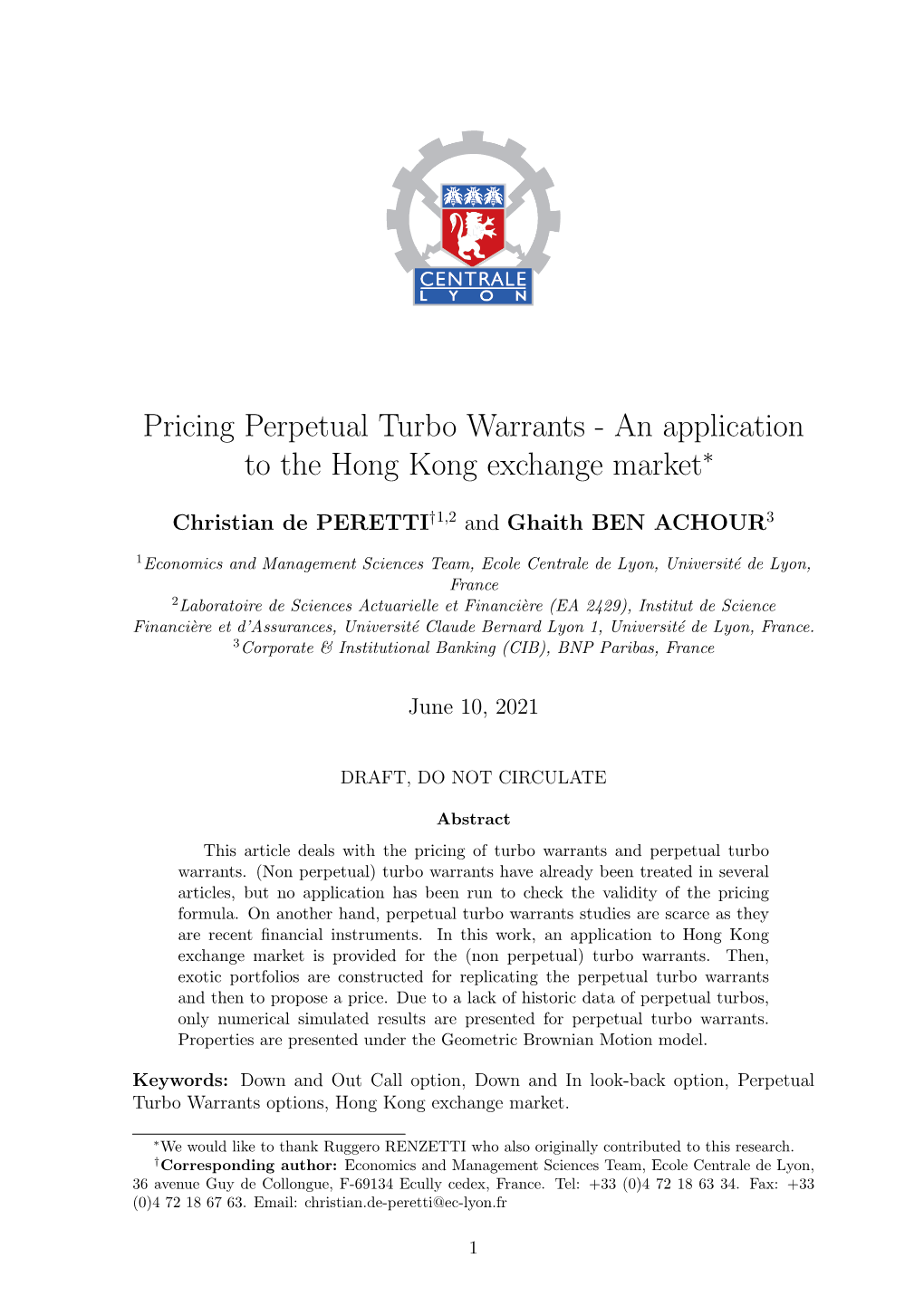 Pricing of Perpetual Turbo-Warrants