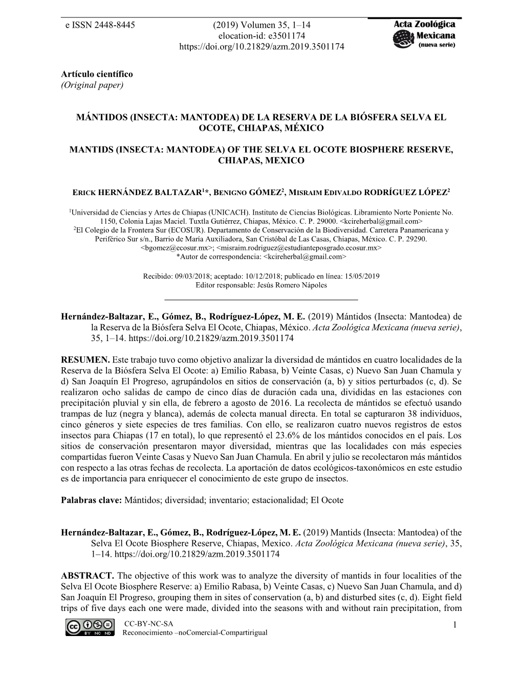 E ISSN 2448-8445 (2019) Volumen 35, 1–14 Elocation-Id: E3501174