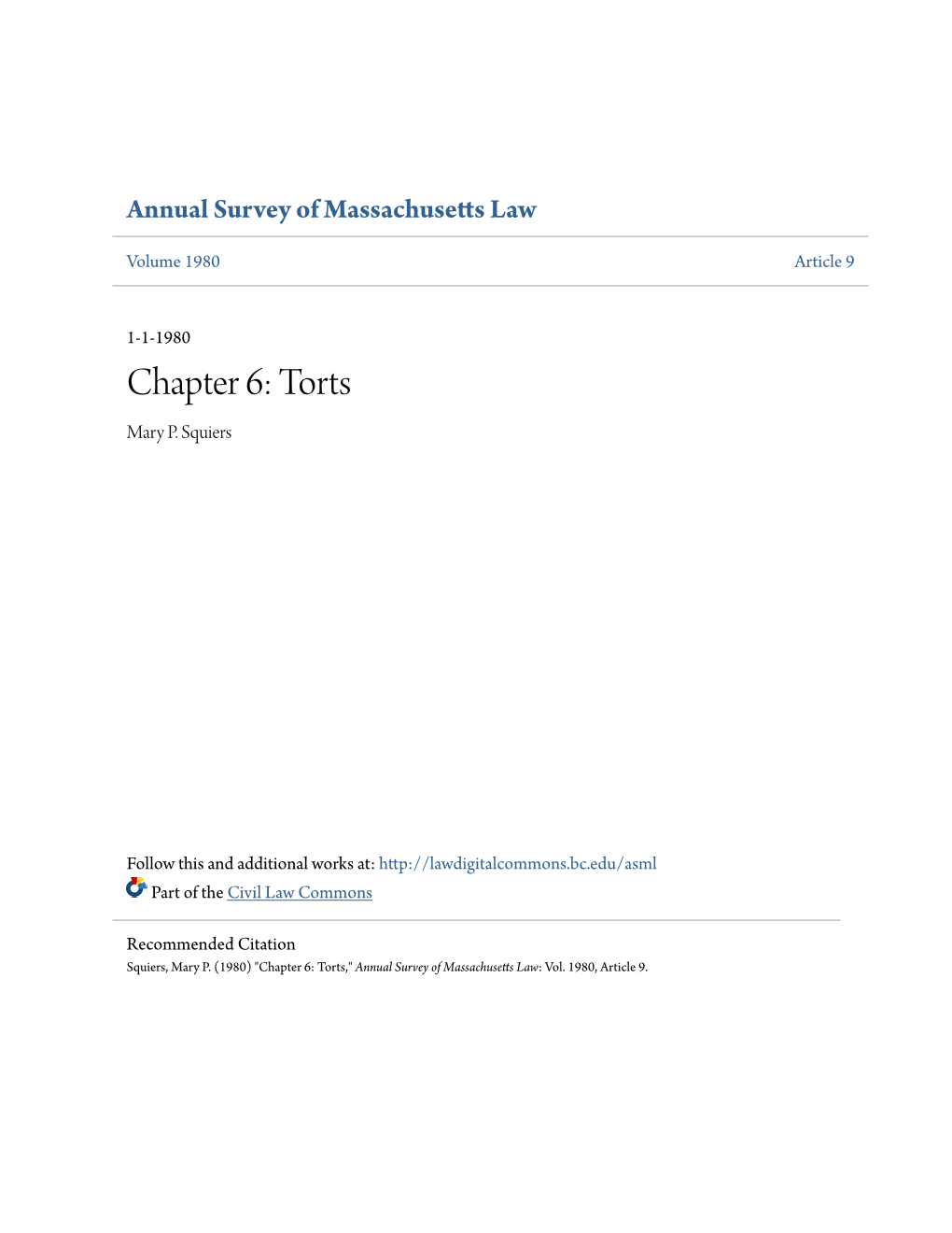 Chapter 6: Torts Mary P