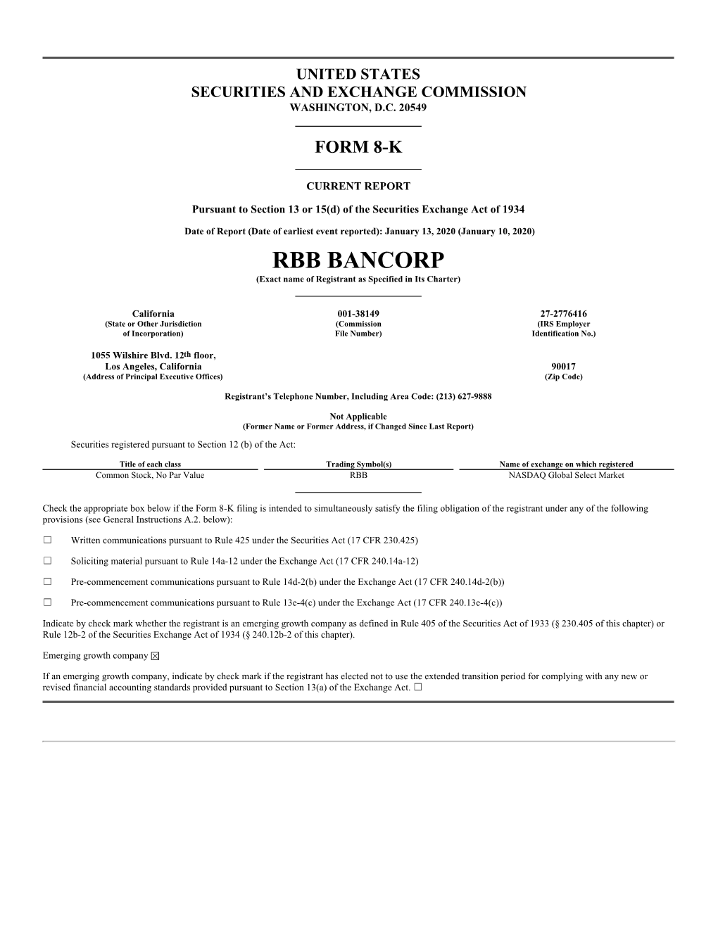 Investor Relations | RBB Bancorp