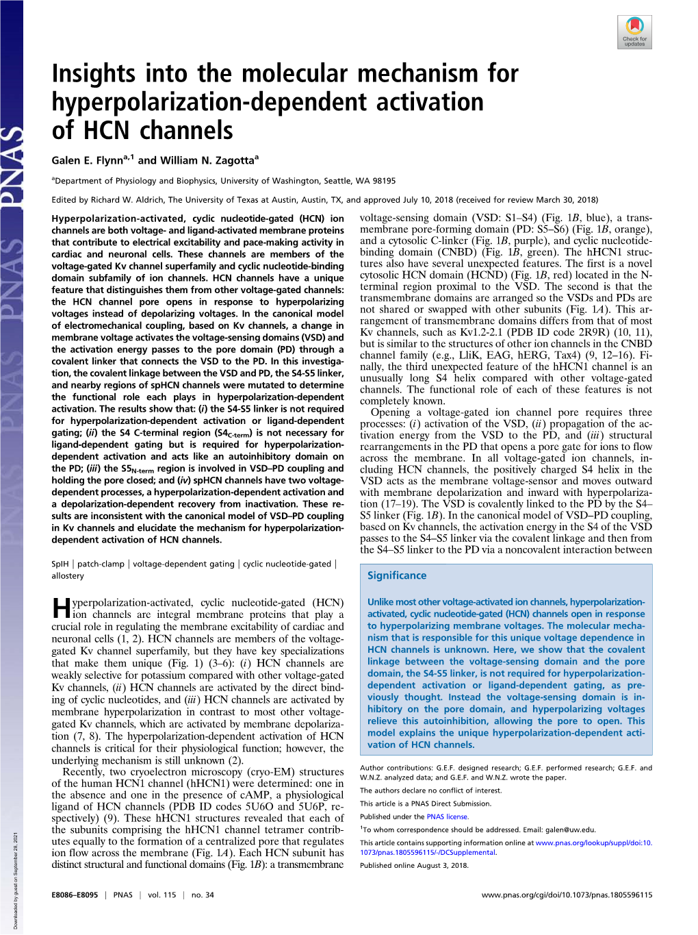 Insights Into the Molecular Mechanism for Hyperpolarization-Dependent Activation of HCN Channels