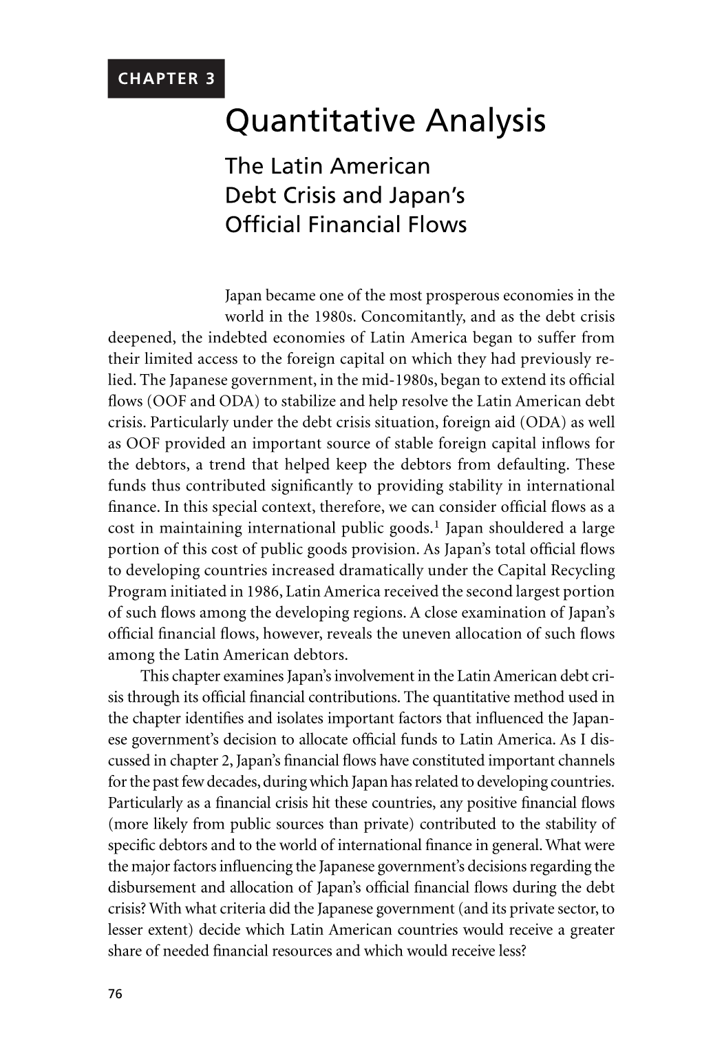 The Latin American Debt Crisis and Japan's Official Financial Flows