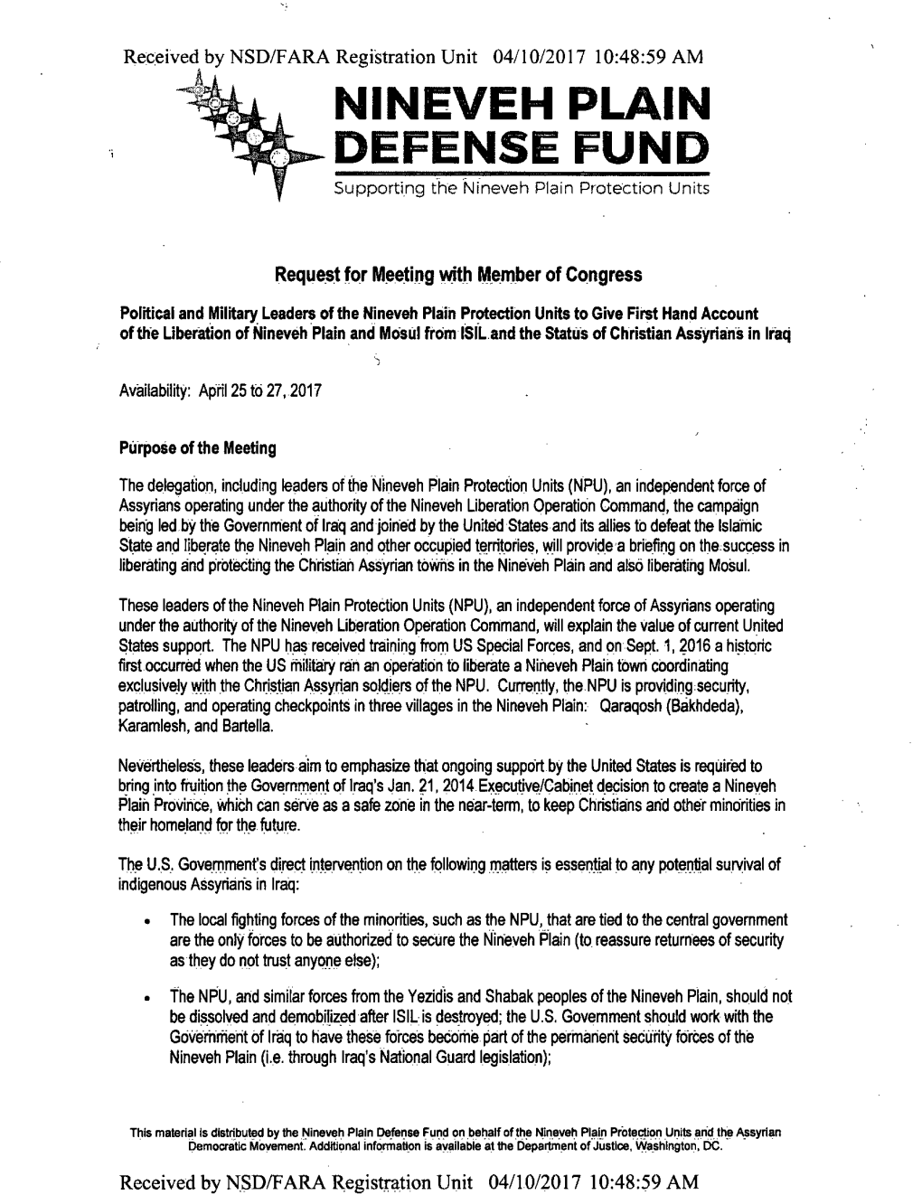 NINEVEH PLAIN DEFENSE FUND Supporting the Nineveh Plain Protection Units