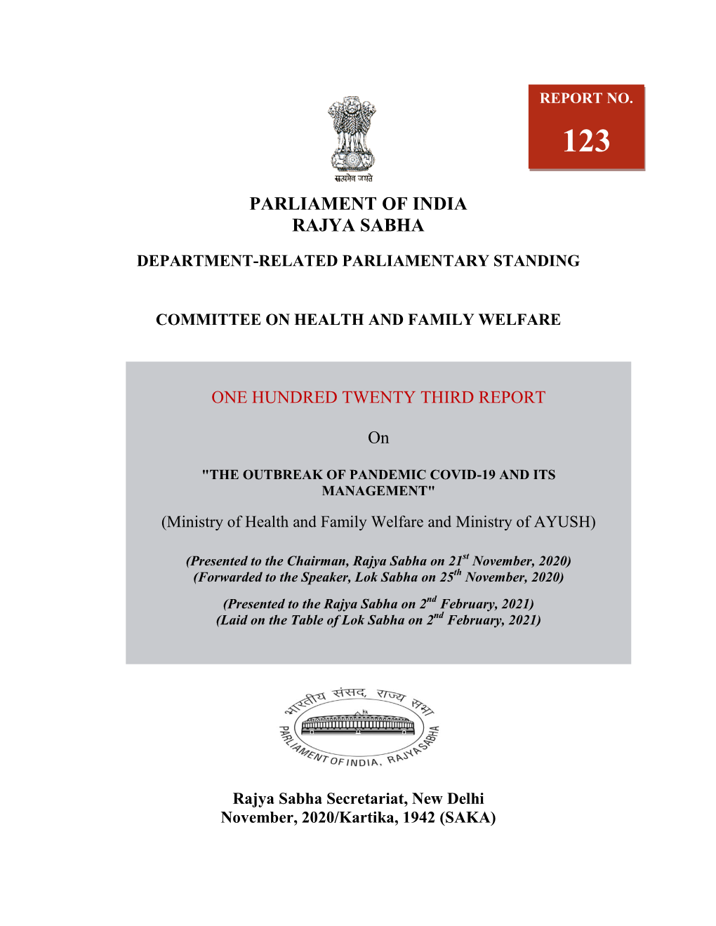 A Parliamentary Standing Committee Report