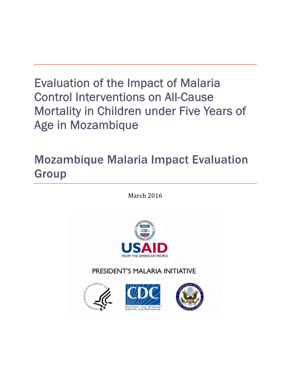 Evaluation of the Impact of Malaria Control Interventions on All-Cause Mortality in Children Under Five Years of Age in Mozambique