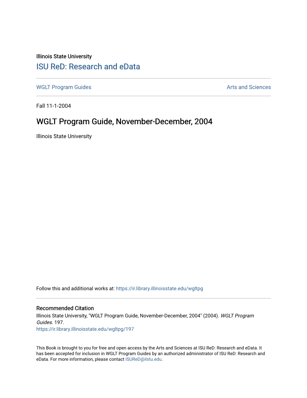 WGLT Program Guide, November-December, 2004